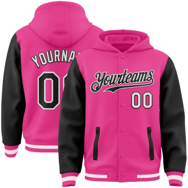 Custom Green Cream Bomber Full-Snap Varsity Letterman Two Tone Hoodie Jacket